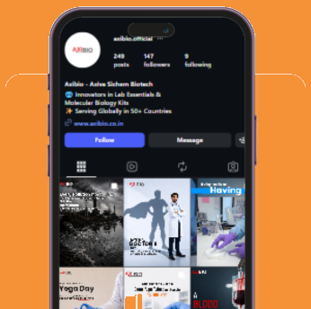 The Axibio Instagram profile, managed by CELLTOB