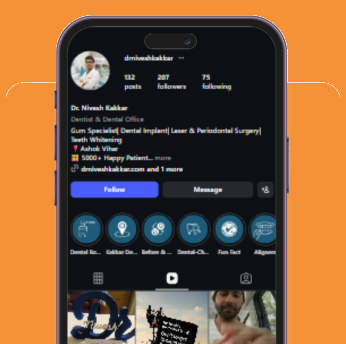 The Kakkar Dental Clinic Instagram profile, managed by CELLTOB