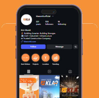 The KLA World Instagram profile, managed by CELLTOB